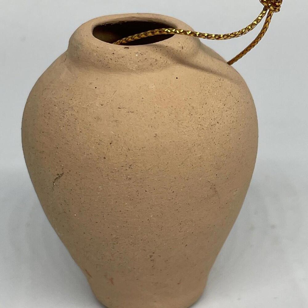 South American Hand Painted Terracotta Pottery Vase‎ Christmas Ornament 2.5" - Picture 4 of 8